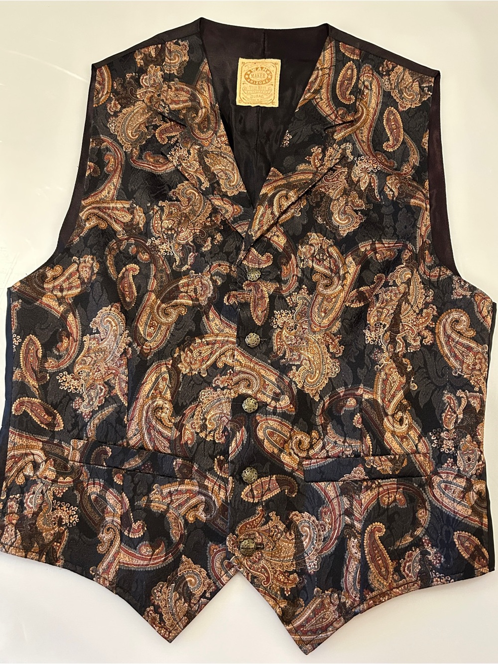 Vintage Wah Maker Frontier Clothing Cowboy Paisley Vest Size S (flaw)
